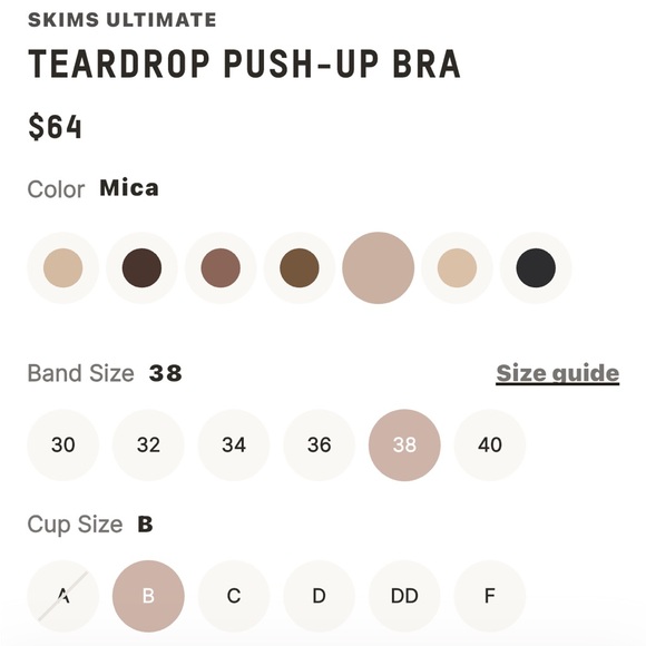 SKIMS Teardrop Push-Up Bra - Mica 38B - Picture 3 of 6